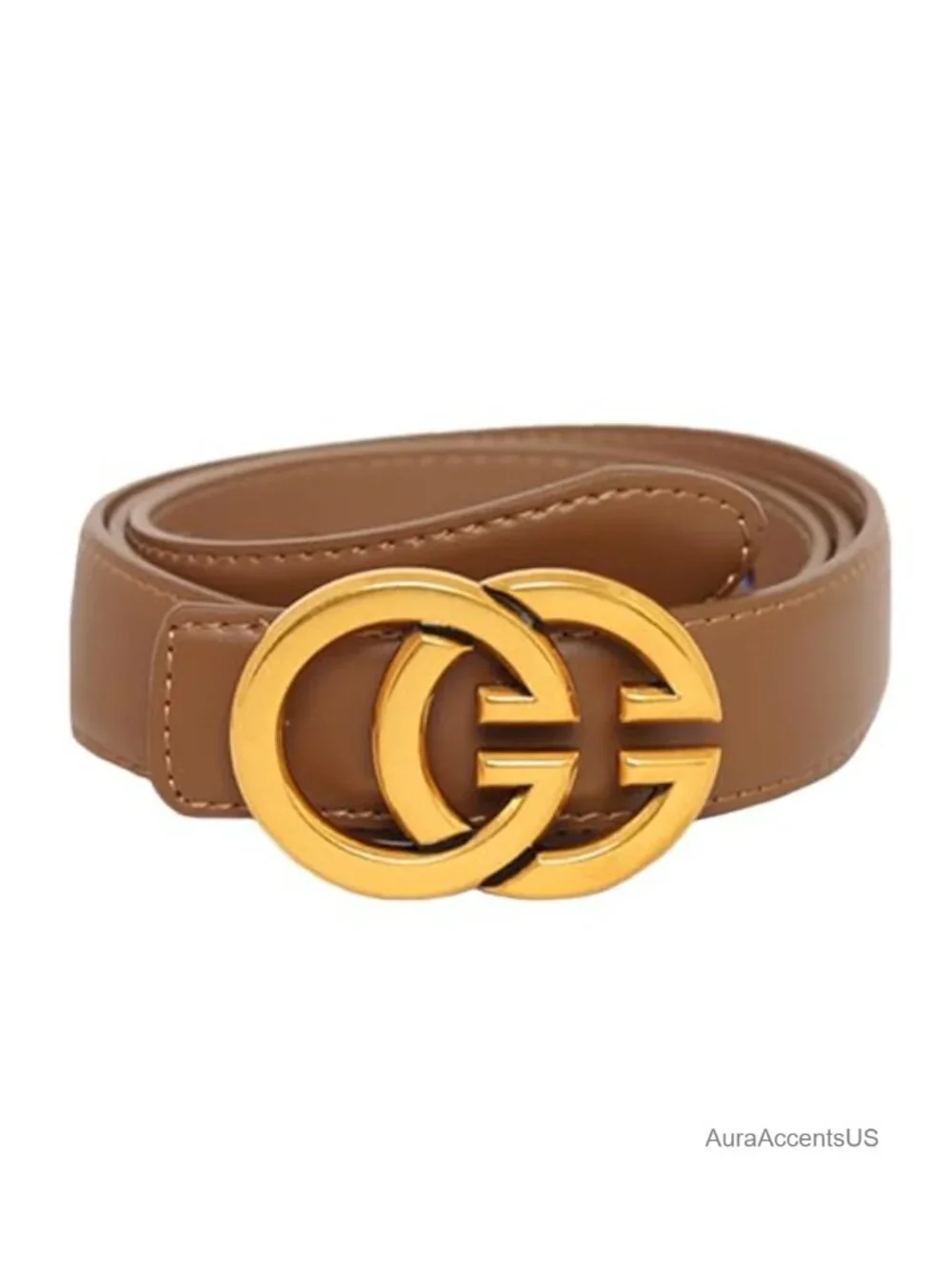 Faux Leather Skinny Belt Metal Buckle Classic Accessory for Jeans Dress